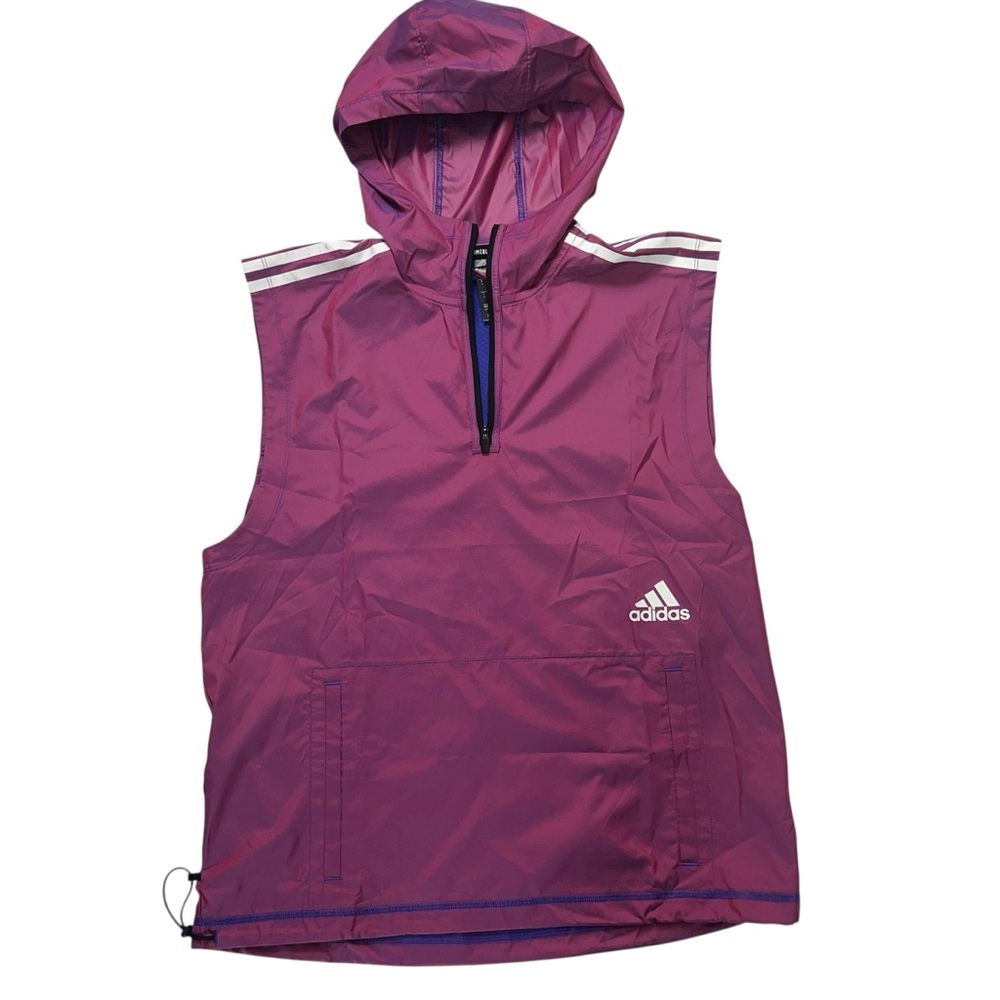 Adidas Primeblue Men’s Hooded Vest NWT Size S Maroon Pink